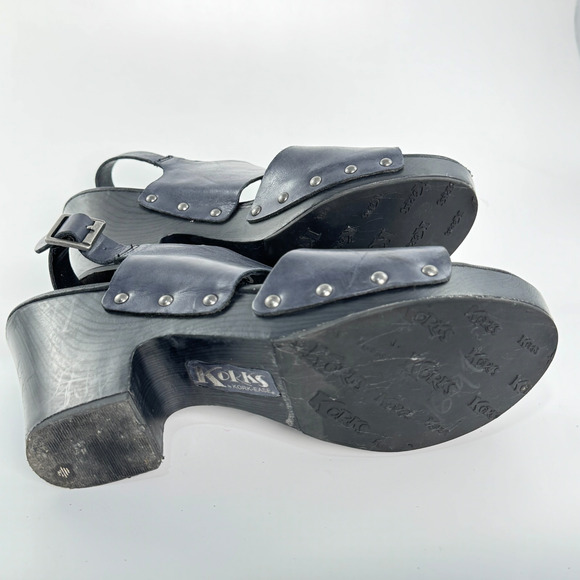 Korks by Kork Ease Annaleigh Platform Clog Navy Blue Size: 9.5 Comfort Wood Heel - Picture 6 of 7
